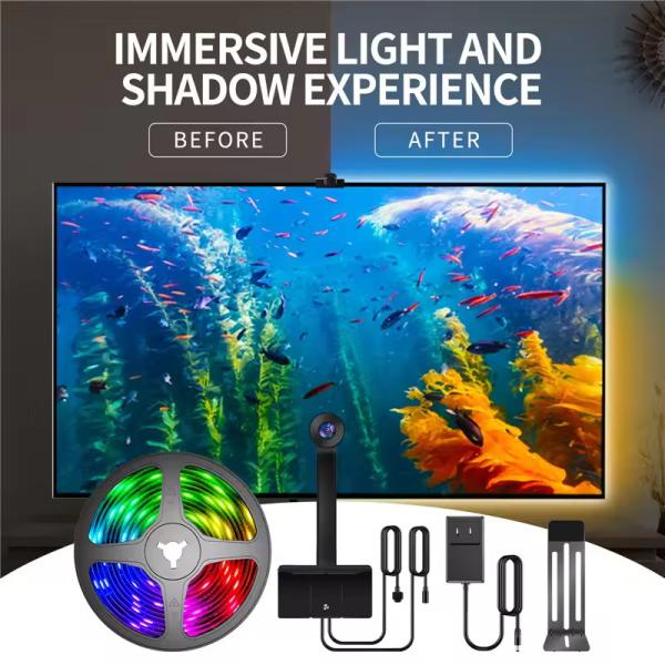 IP20 3.8m 12V RGBIC Video Game Display Accessories RGB Decor Bar LED Smart TV Backlight Strips Lights With Camera for tv