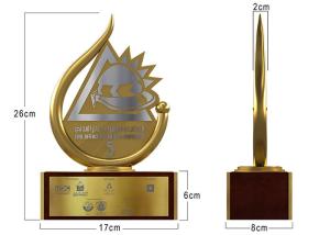China Enterprise Custom Metal Trophies Shiny Gold Plated With Embossed Logo wholesale