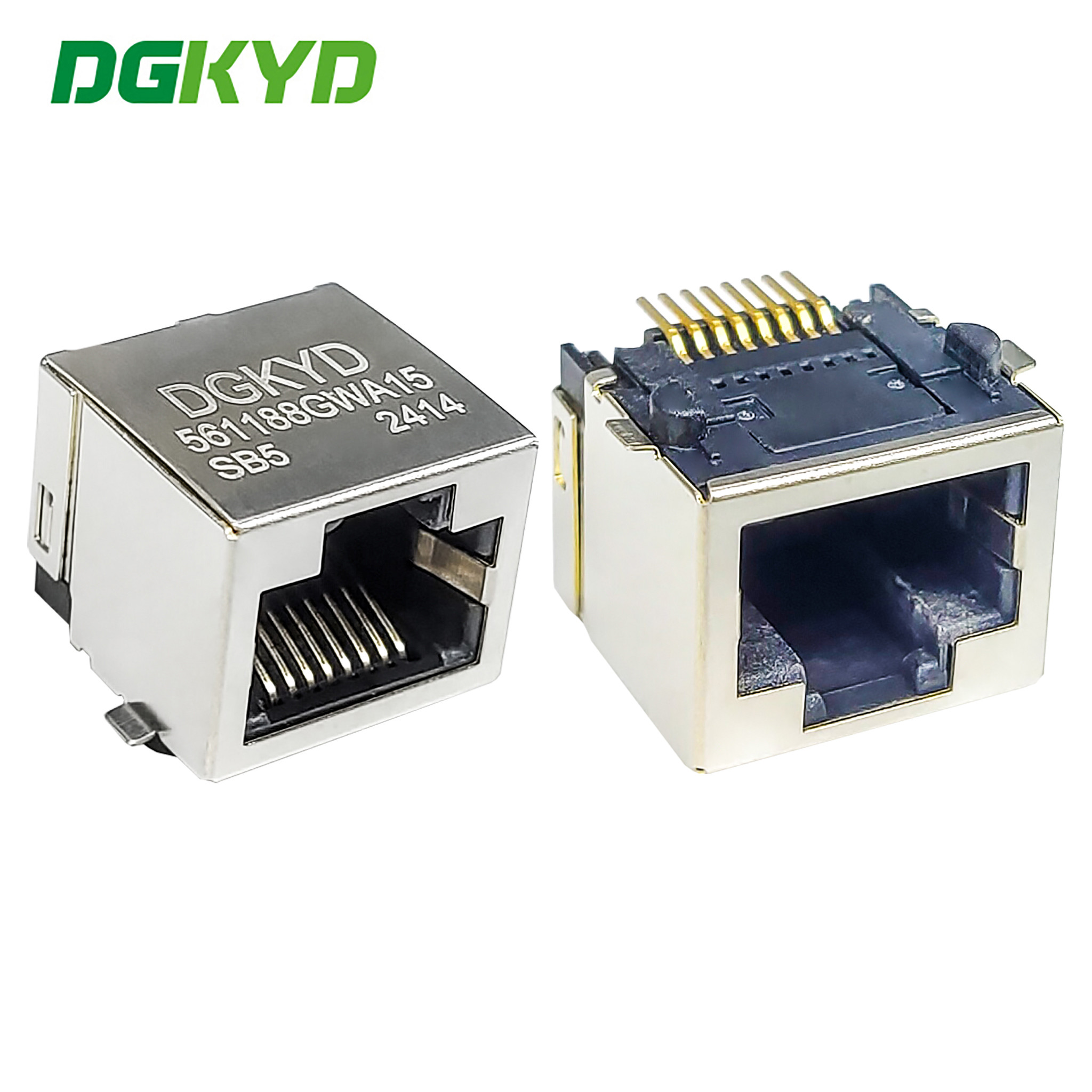 China RJ45 56 1X1 8P8C SMD Unshielded 15U SMT Interface DGKYD561188GWA15SB5 wholesale