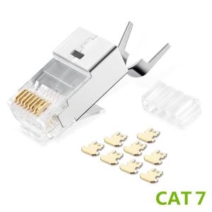 China RJ45 Modular PLugs Cat7 Shielded Connectors 8P8C Two-piece Design 50u Gold Plated wholesale