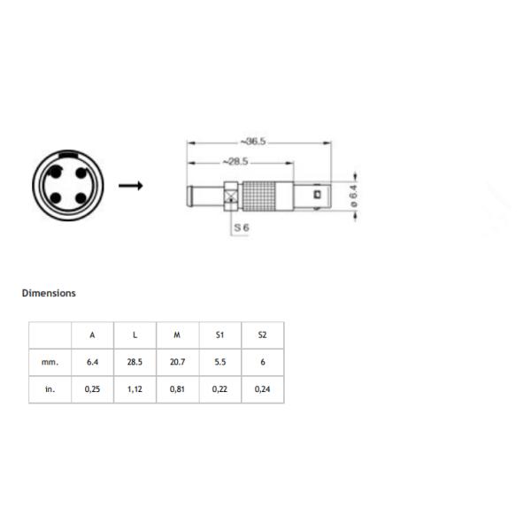 Black Chormed Lemo 00B M7 4pin Metal Connectors FGG.00.304/EGG.00.304