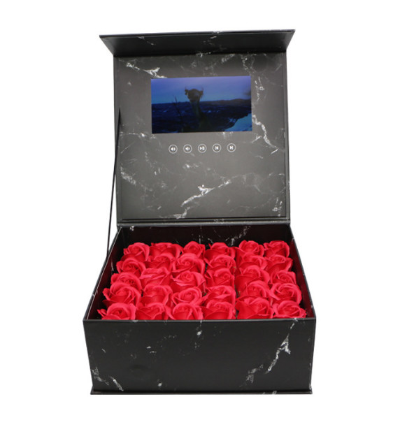 LCD Video Brochure Flower Box Stock Shipping Video Box For Packing Gifts Or