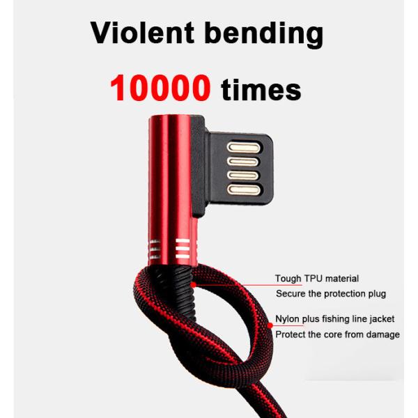 Type C Micro Braided 2.4A USB 2.0 Charging Cable 1m