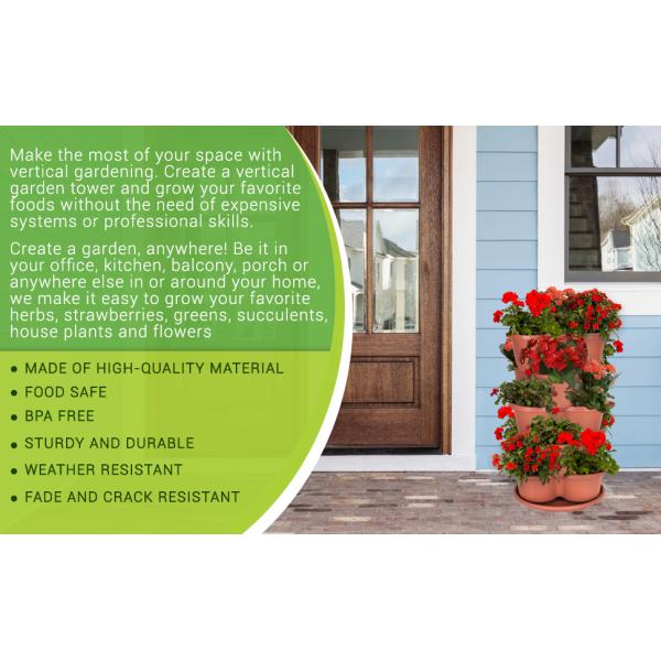 vertical garden tower tiered planter pot container heavy duty large herb garden indoor outdoor pot