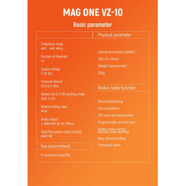 Motorola VZ-10 Two Way Radio Walkie Talkie Type Digital Mobile Radio with VOX Emergency Alarm Voice Broadcast