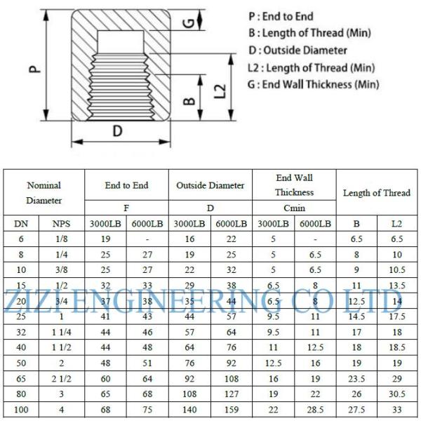 Threaded Carbon Steel Cap , Class 6000 2 Inch Pipe Cap ASTM 105N Galvanized