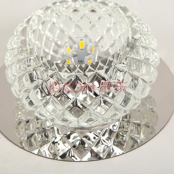 100mm Diameter LED Ceiling Light Lumen 9W Stamped Aluminum Crystal Lampshade