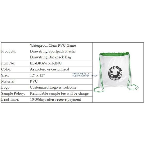 Transparent PVC Drawstring Bag With Colorful Rope,Clear PVC drawstring bag with gold string,Pvc Strips Printing Gift Pac