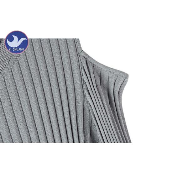 Crew Neck Gray Off The Shoulder Sweater Off Elbow Ribbed Big Stretch Top Soft Touch