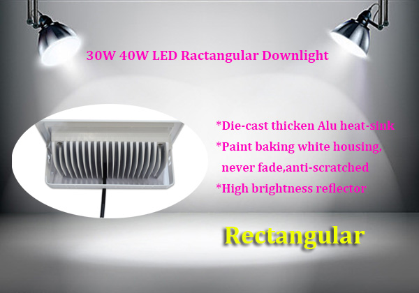 3000k 4000k 5000k 30w 40w cob rectangular downlight ceiling adjustable with ce approved