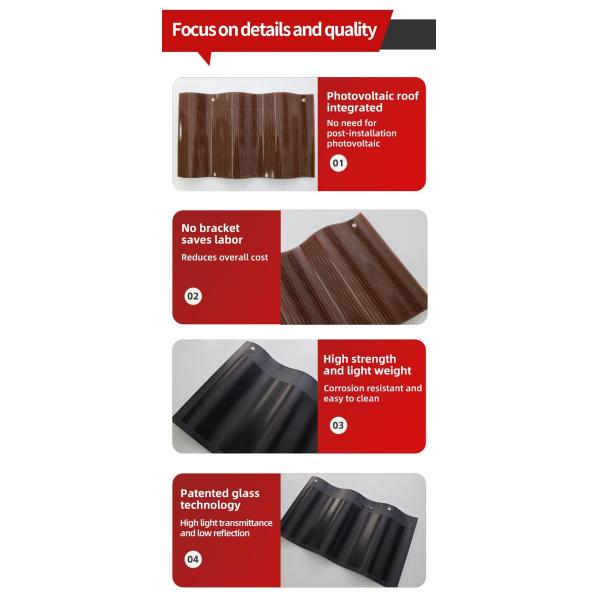 Factory Direct Sell 50W Curved Solar Tiles PV Panels for Household Solar Power Energy System Sheet BIPV Solar Roof Tile