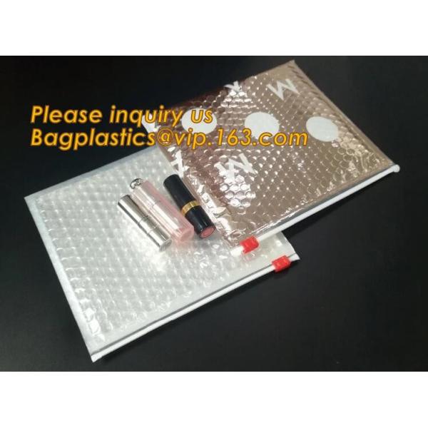 Cosmetic Pink Slider Padded Bag/Silver Zip lockkk Bag With Bubble,Padded Envelopes Cheap Aluminium Foil Zip lockkk Holographic