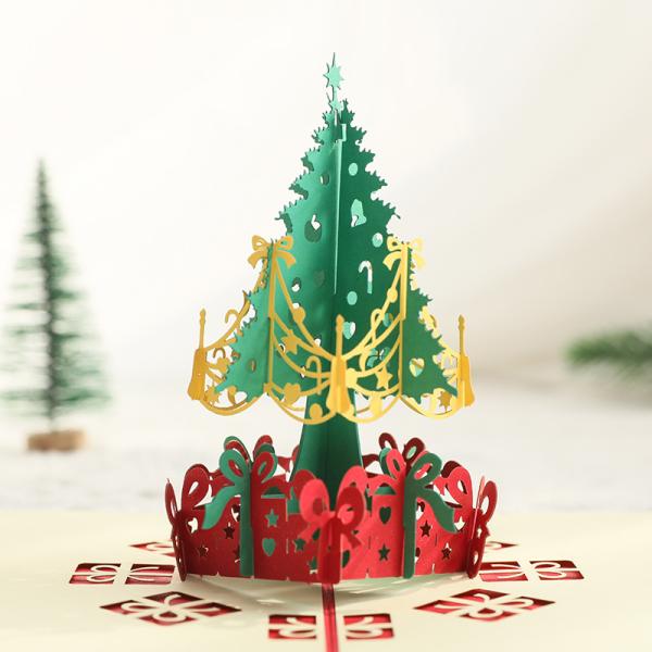 Wooden Product Holiday Merry Christmas 3D Pop up Greeting Cards Wooden Cards