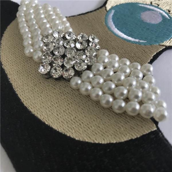 Beautiful Woman 3D Custom Woven Badges , Pearl And Rhinestone Applique For Work Blouse