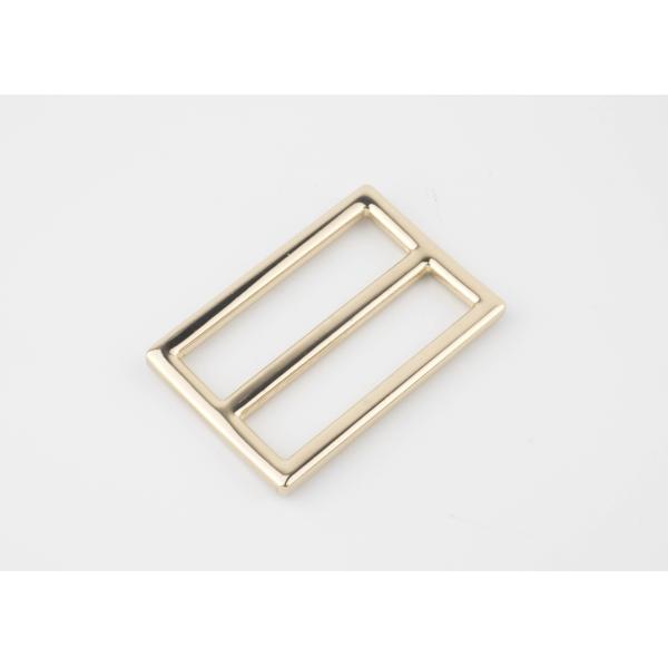 Double Loop Metal Slide Buckle Light Gold Color 37mm Inner Size Zinc Alloy For Bag