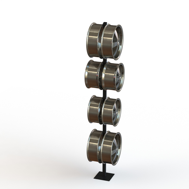 8 Wheels Black 2 Sides Hooks Metal Display Rack For Wheel Hubs