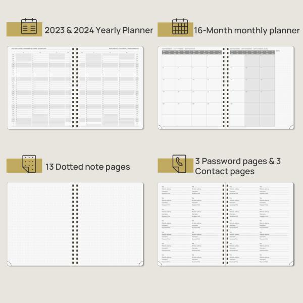 Hardback A4 Size Weekly Academic Planner 16 Months Pacific Green