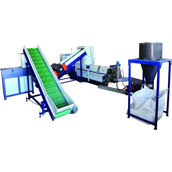 Horizontal PP PE Recycling Machine Single Stage Pelletizing Machine With Cutter Compactor