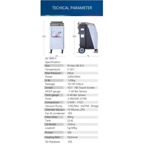 R134a AC Gas Machine Service Station Automotive Air Conditioning Machine AC1800-F