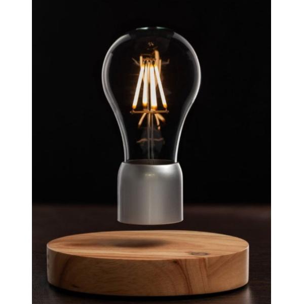 wooden base round magnetic levitaiton desk night light bulb lamp display rack