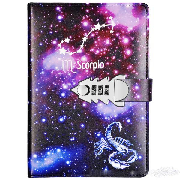 2022 Leather Lock Catch Journal Writing Schedule Notebook For Students 12 Constellation