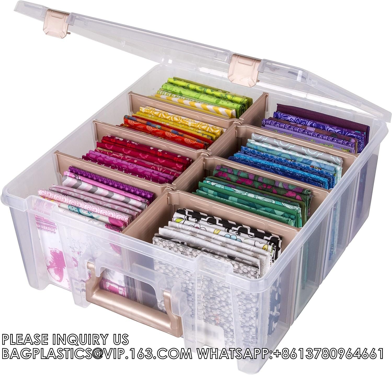 Super Satchel Double Deep, Portable Art & Craft Organizer With Handle, Plastic Storage Case, Clear With Rose Gold