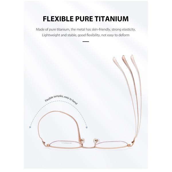Business Bendable Titanium Frame Glasses Stainless Steel Frame Anti Scratch