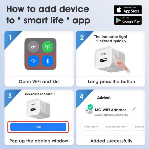 Tuya Mini Smart WiFi Power Adapter 5V Micro USB & Type-C Charger with APP Timing, Voice Control, Alexa Compatibility for Light Strips