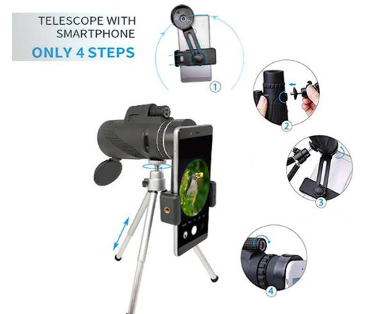 Hunting Birdwatching Mobile Phone Telescope , 12x50 Mobile Lens Telescope