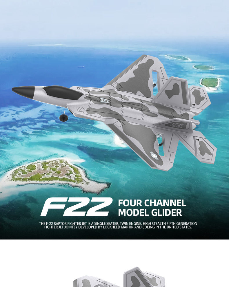 4K UHD Video Capture F22 Fixed Wing RC Airplane Easy To Fly Durable Soft EPP Foam Glider Plane for Outdoor Adventures