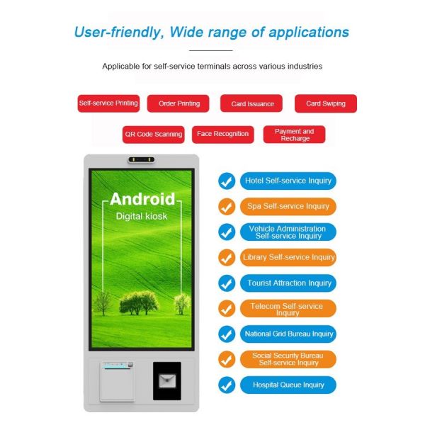 21.5 inch Android Mcdonald's Self Service Kiosk Wall-mounted Digital Signage with Waterproof Screen for KFC