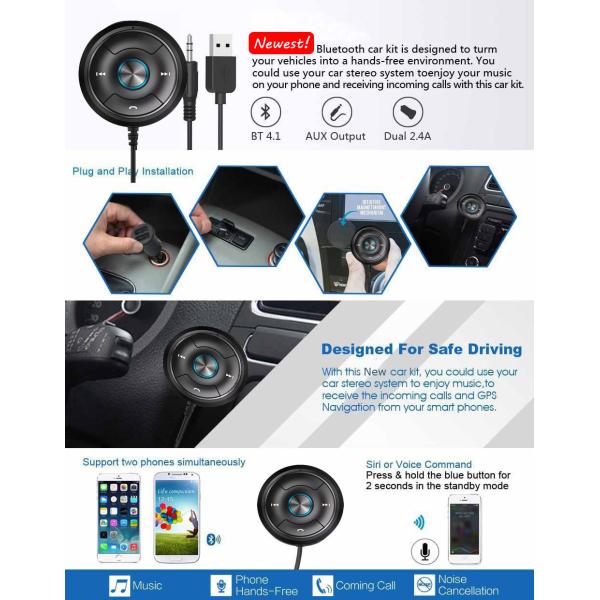 High Quality Universal 3.5mm Wireless Bluetooth Car Kit AUX Audio Music Receiver Adapter Handsfree