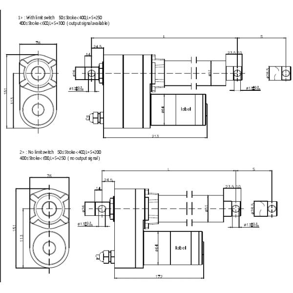 ACME waterproof linear actuator electric 12V or 24v, push pull 6000N industry linear actuator 10'' stroke