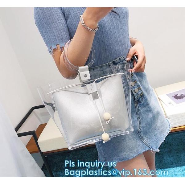 Semi Clear Plastic Gift Bags With Brown Handle Wedding Gift Packaging Bags Birthday Handbag Party Favors PP Gift Wrap