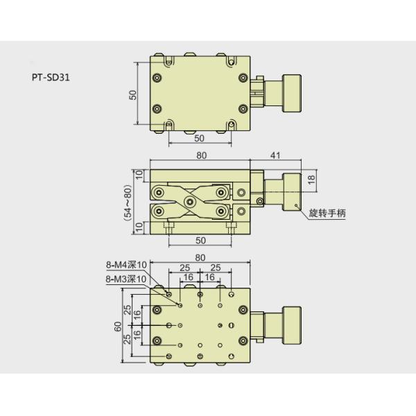 Z Axis Manual Lab Jack Scissor Lifting Table 60x80mm Platform
