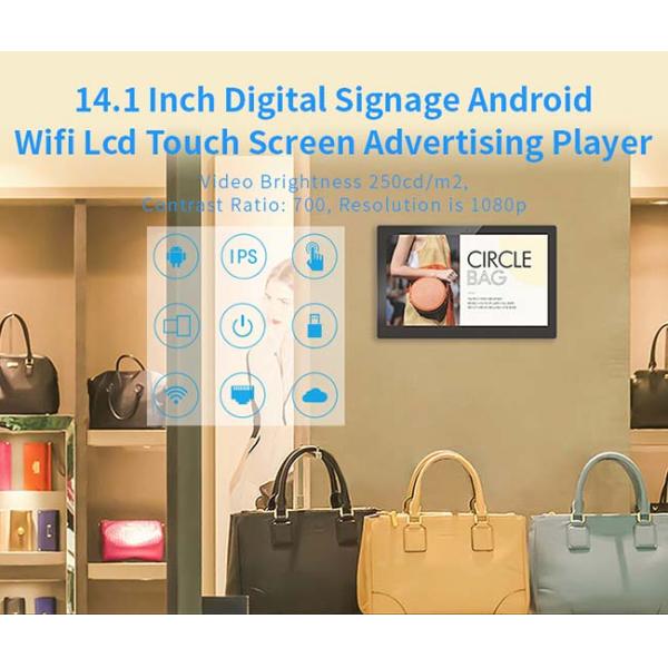 Quad Core Wall Mounted Digital Signage 1920*1080 Resolution 16GB Rom 27 Inch