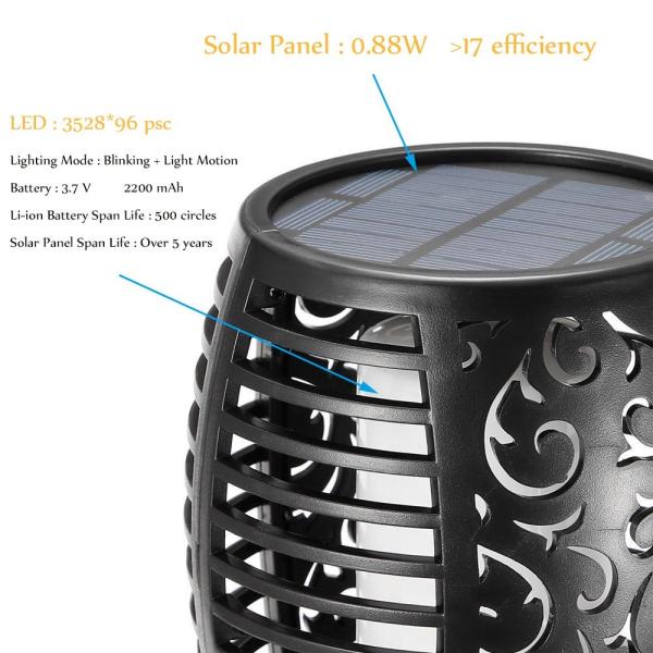 Garden Decoration Solar Flickering Flame Torch IP65 PSE Approved