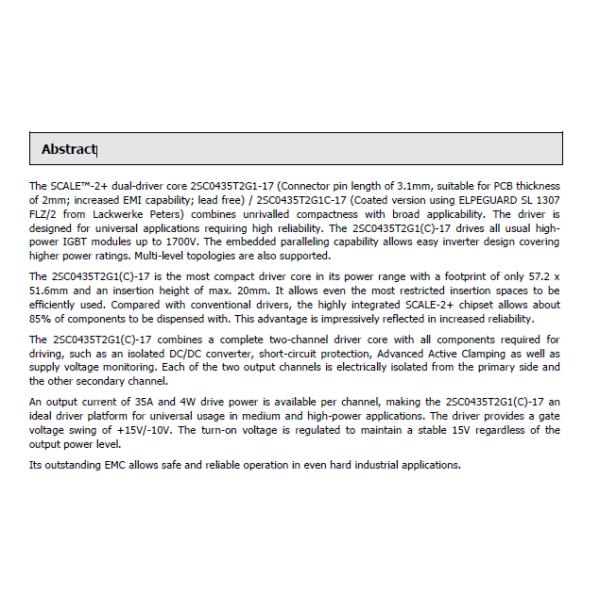 Dua Channel IGBT Driver SCALETM-2 IGBT And MOSFET Driver Core IGBT Transistor