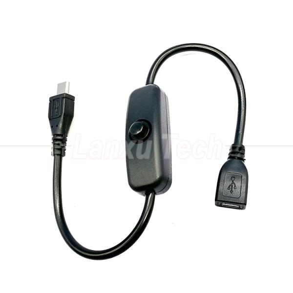 USB Micro B Male to Female Extension on off Push Button 501 Switch Cable