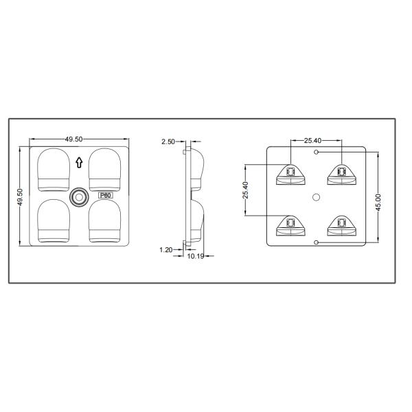 Polarized 60Degree 2*2 Multi-Lens High Transmittance 50*50mm For LED Track And Field Stadium Lighting
