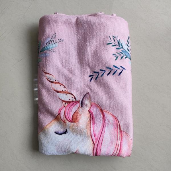 Custom Cartoon Printed Microfiber Kids Hooded Beach Towel Poncho
