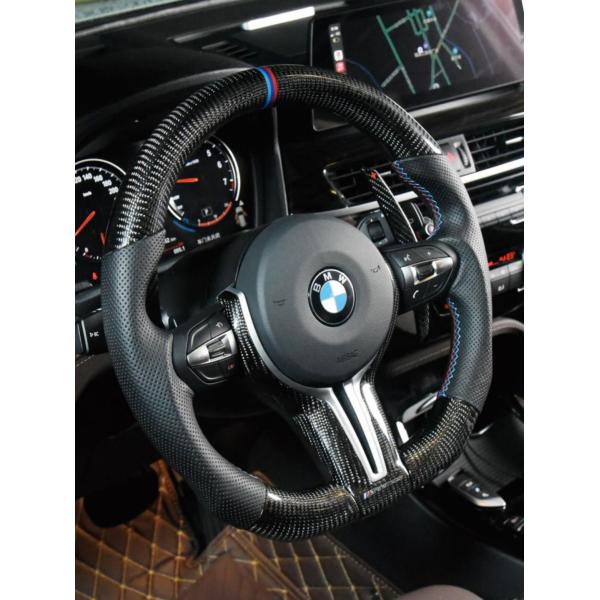 BMW Series Custom Carbon Fiber Steering Wheel 370mm With Leather Wrap