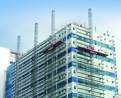 Outside Wall Mast Climber Scaffolding Single And Double Cage