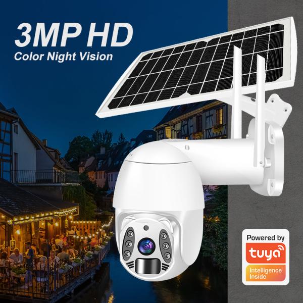 Night Vision Solar Security PTZ Camera Tuya Wifi / 4G Cloud Storage IP Camera