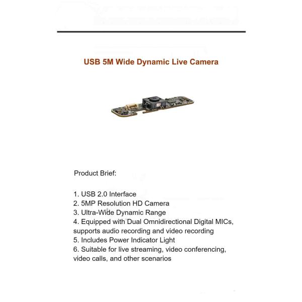 HK5M-H177AF Face Recognition Camera Module USB Driver-Free Industrial Camera EFL 4.35mm FOV 70°