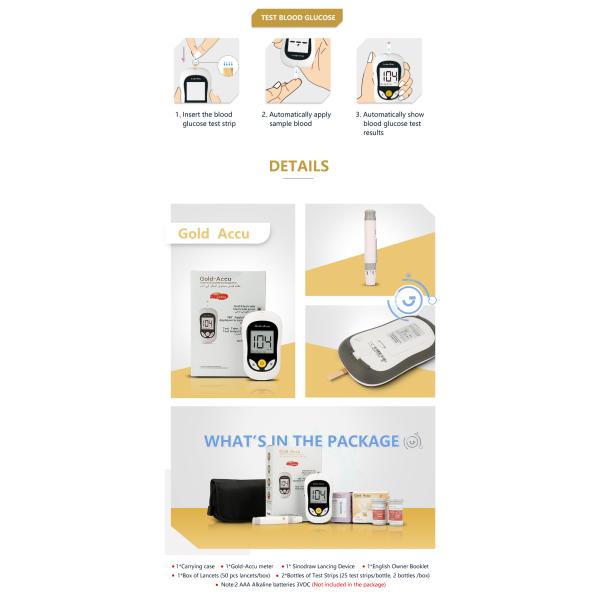 Siphon Technology Diabetes Home Test Kit Not Influenced By Lactose / Xylose / Maltose/ Oxygen Gold Electrode