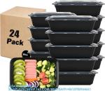38oz Meal Prep Containers 24 Pack 1 Compartment With Lids, Food Storage Bento