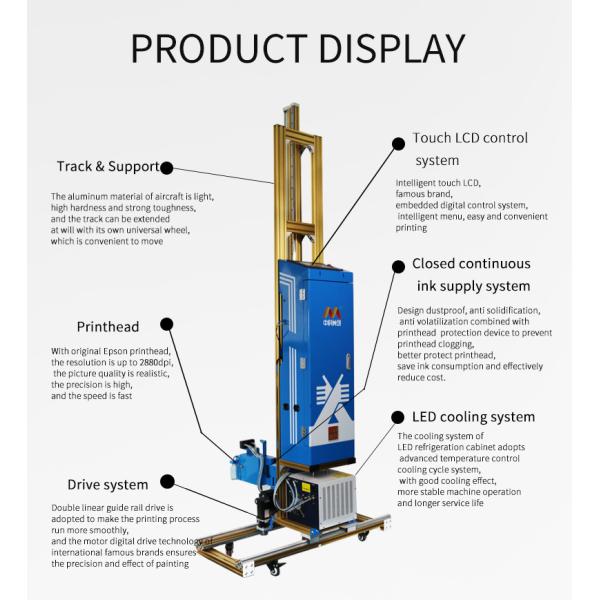 Uv Ink Automatic Wall Inkjet Printer 1700mm Net Height Printing
