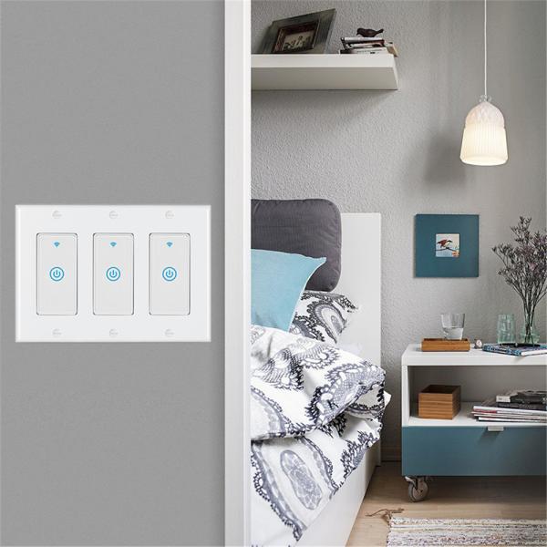 US Standard Push Button Wifi Wall Smart Light Switch 1/2/3 Gang App Remote Voice Control Intelligent Wireless For Google