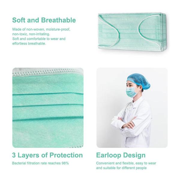 Breathable Dispsoable Face Mask Three Layer Earloop Hospital Mouth Mask